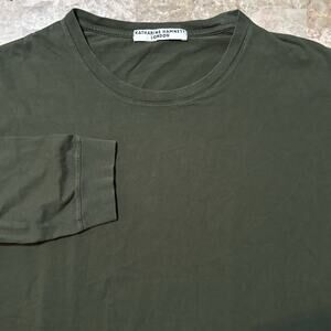 Vintage Katharine Hamnett Shirt Mens Large Green Long Sleeve Tee Crew Italy